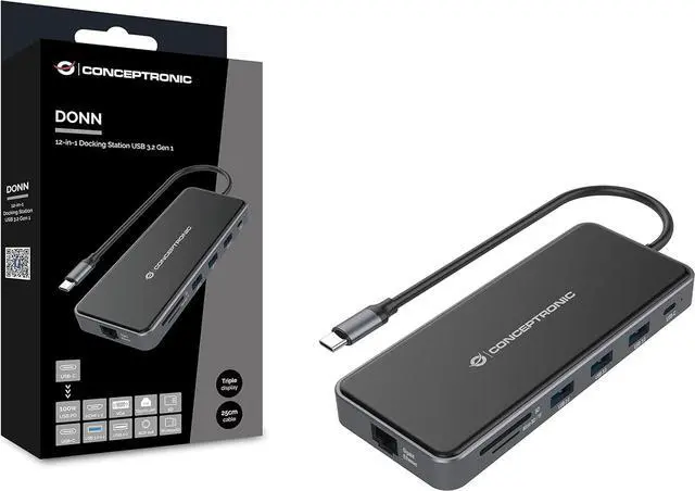 Alt view image 3 of 7 - DONN15G 12-in-1 USB 3.2 Gen 1 Docking Station