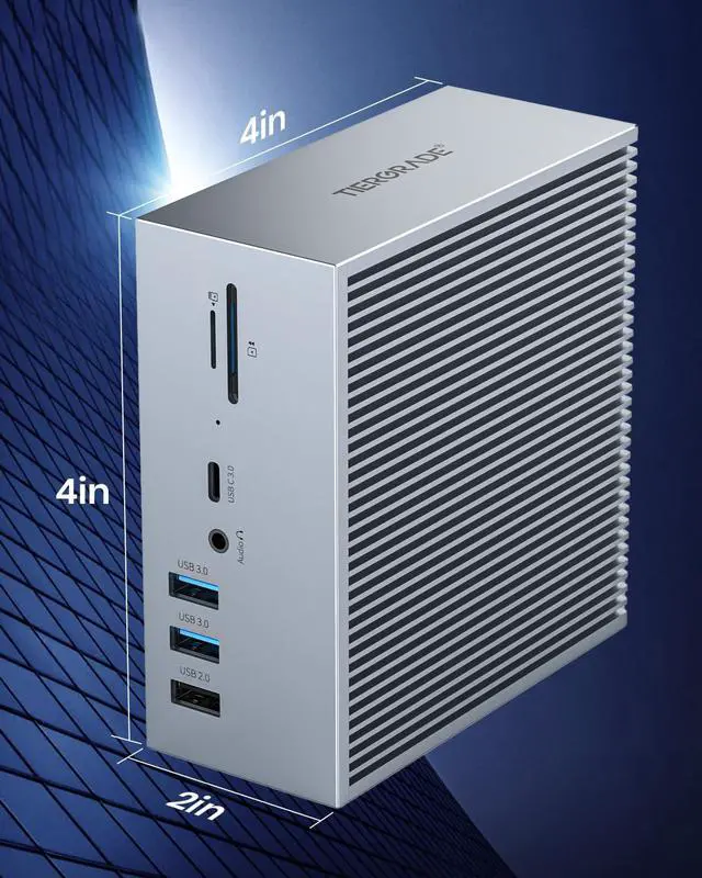 Alt view image 7 of 7 - Docking Station, QIYO 16 in 2 USB C Triple Display Docking Station for Type C Windows Laptops, Dual 4K HDMI, VGA, 6 USB, RJ45 and SD/TF Card Reader