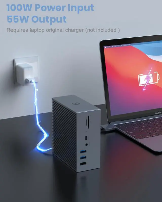 Alt view image 5 of 7 - Docking Station, QIYO 16 in 2 USB C Triple Display Docking Station for Type C Windows Laptops, Dual 4K HDMI, VGA, 6 USB, RJ45 and SD/TF Card Reader