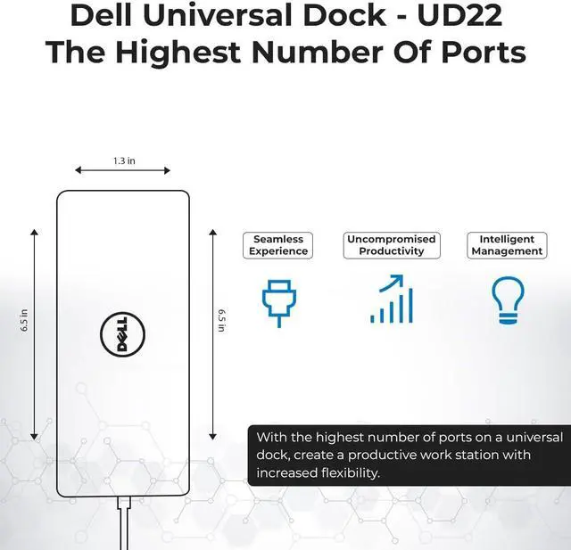 Alt view image 6 of 6 - UD22  Docking Station Dual Monitor Bundle - USB-C/USB-A Universal  Dock for Laptops with 130W Adapter + 4K HDMI Cable + 4K DisplayPort + USB-C Cable + Microfiber Cloth - Supports 4K Display