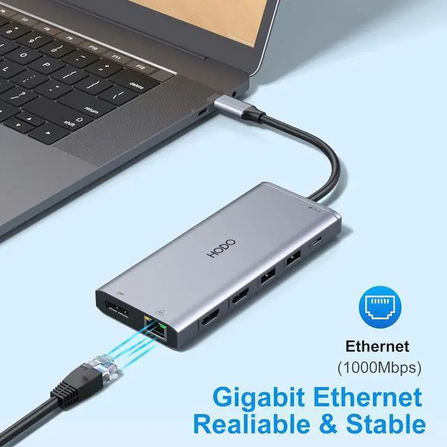 Alt view image 7 of 7 - USB C Laptop Docking Station Dual Monitor HDMI for //HP Laptop 14 in 1 USB C Hub Multiport Adapter Dongle Dock USB C to 2 HDMI 4K+DisplayPort+Ethernet+4USB+2USB C+100W PD Charger+SD/TF+Audio