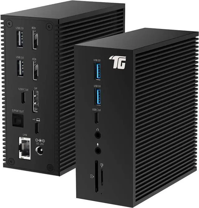 Main image of USB C Docking Station, Triple Display 17-in-1 Dock with DisplayPort, 2 HDMI, 6 USB, LAN, SD/TF Card Readers, 60W Charging, Audio in and Out, DC Input Compatible with Windows/MacOS Laptops