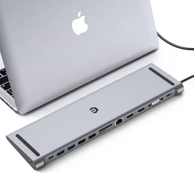 Main image of 13 in 1 oditton USB C Docking Hub, Dual 4K HDMI, VGA, 4 USB, PD, Ethernet, SD/TF, 3.5mm Audio, Laptop Docking Station for Smartphone and More Type-C Devices