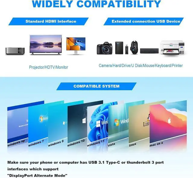 Alt view image 6 of 6 - USB C Docking Station, BOVONO 12 in 1 Laptop Docking Station Dual Monitor,USB C to HDMI Adapter with 4K HDMI,87W PD, 3 USB, Up to 3 Monitor, Adapter for Type-C Laptop Computers