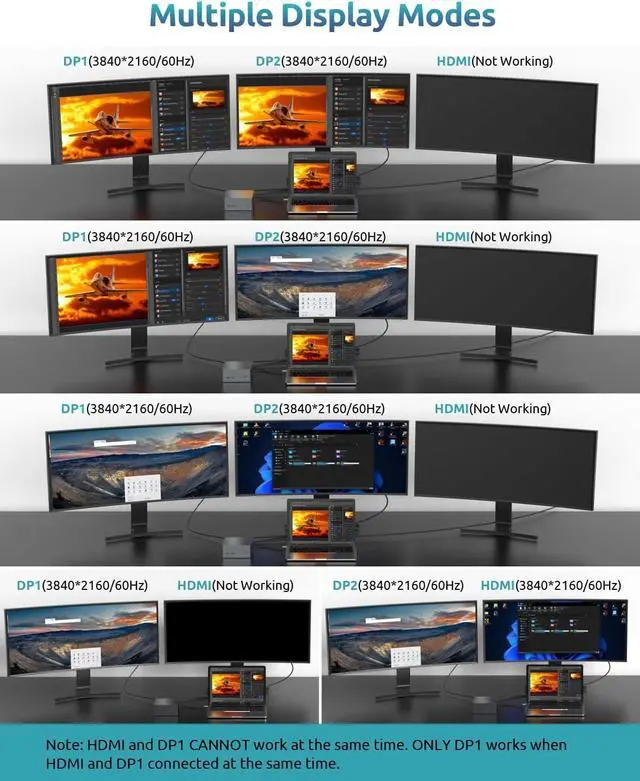 Alt view image 2 of 7 - Docking Station, QIYO USB C Docking Station Dual Monitor with 4K HDMI, 2 DPS, 100W PD, 6 USB Ports, for Type C Windows Laptops - - Bronze Grey-921506