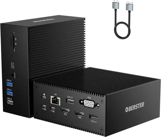 Main image of OBERSTER USB C Docking Station, 16 in 2 Thunderbolt 3 Dock with 2 * 4K HDMI, VGA, Dual USB C Port Cable, PD 100W, 5 * USB A, USB C 3.0, SD/TF, Audio, Ethernet for Mac Pro/Windows