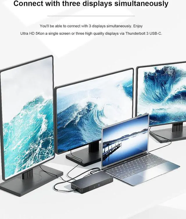 Alt view image 3 of 7 - WD19TB Thunderbolt USB C Dock with 180W AC Power Adapter (Audio Jack, RJ45, 3 USB, 2 USB C, 1 HDMI, 2 Display Ports)