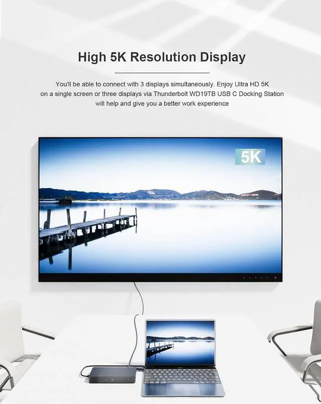 Alt view image 6 of 7 - WD19TB Thunderbolt USB C Dock with 180W AC Power Adapter (Audio Jack, RJ45, 3 USB, 2 USB C, 1 HDMI, 2 Display Ports)