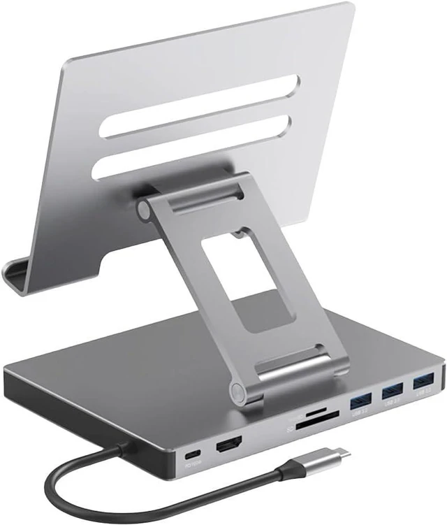 Main image of USB C Laptop Docking Station Stand HUB Aluminum Alloy Docking Station Laptop Stand HDMI-Compatible Stand USB C Docking Station PD USB3.0 4K 60HZ SD TF Slot Gigabit Ethernet