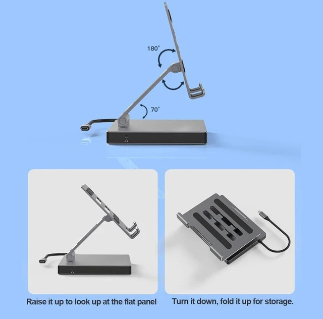 Alt view image 3 of 7 - USB C Laptop Docking Station Stand HUB Aluminum Alloy Docking Station Laptop Stand HDMI-Compatible Stand USB C Docking Station PD USB3.0 4K 60HZ SD TF Slot Gigabit Ethernet