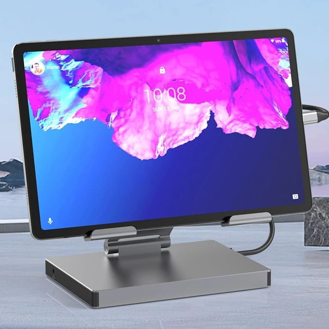 Alt view image 4 of 7 - USB C Laptop Docking Station Stand HUB Aluminum Alloy Docking Station Laptop Stand HDMI-Compatible Stand USB C Docking Station PD USB3.0 4K 60HZ SD TF Slot Gigabit Ethernet