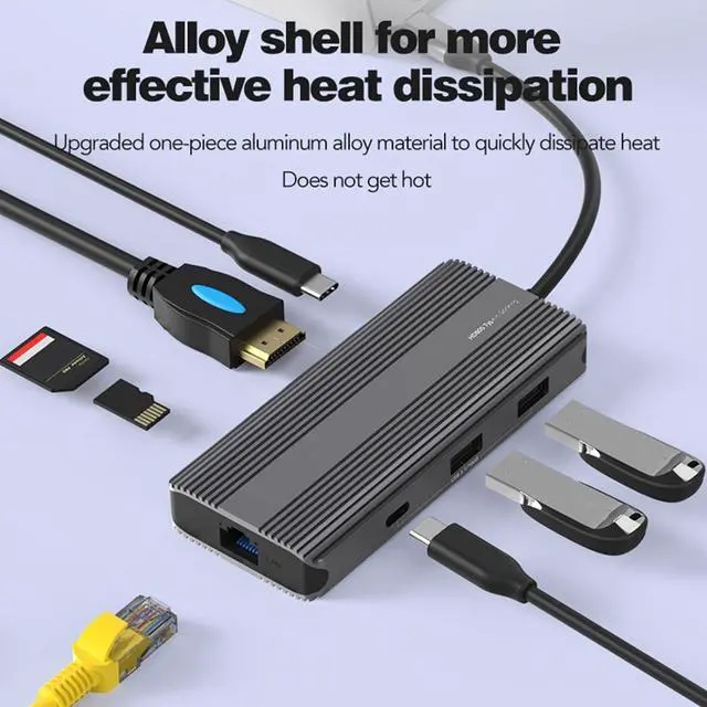 Alt view image 6 of 7 - docking station UsbC Hub TypeC Docking Station 8 Ports USB3.1 Adapter for 8K HDM-compatibIe Rj45 TypeC USB Hub for Laptop