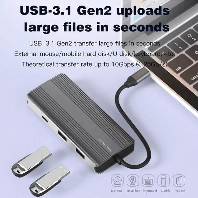 Alt view image 7 of 7 - docking station UsbC Hub TypeC Docking Station 8 Ports USB3.1 Adapter for 8K HDM-compatibIe Rj45 TypeC USB Hub for Laptop