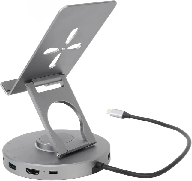Alt view image 7 of 7 - Sorandy USB C Hub Tablet Stand, 360° Rotating USB 3.0 C Hub, Swivels Stand with High Speed Transfer, Ideal for Laptops, Tablets & Gaming