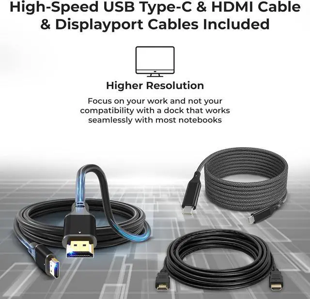 Alt view image 6 of 7 - 40AF0135US Thinkpad Docking Station Dual Monitor Bundle - Docking Station USB C with USB-A + USB Type-A Adapter + HDMI Cable + DisplayPort Cable + USB-C Cable + Microfiber Cloth (New)