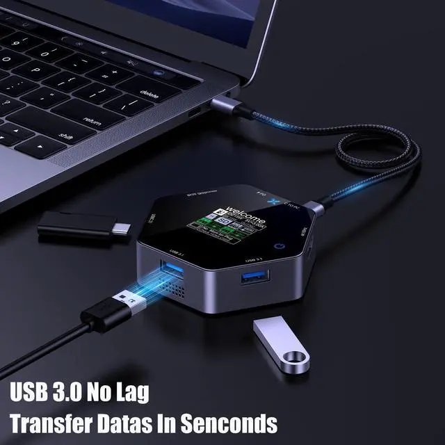 Alt view image 3 of 7 - USB C Docking Station with 100W Power Adapter, for Laptop Adapter, Docking Station Monitor HDMI USB C Dongle with HDMI+DP+3 USB Ports+100W PD+SD/TF, A Must-Have for Creators and Digital Enthusiasts