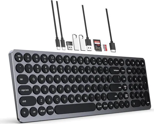 Main image of USB HUB Wired Full Size Computer Keyboard with Number Pad,9 in 1 USB C Docking Station with 4K HDMI,4 USB Ports,100W PD, SD/TF, Compatible with MacBook, MacOS, Windows & Android Black