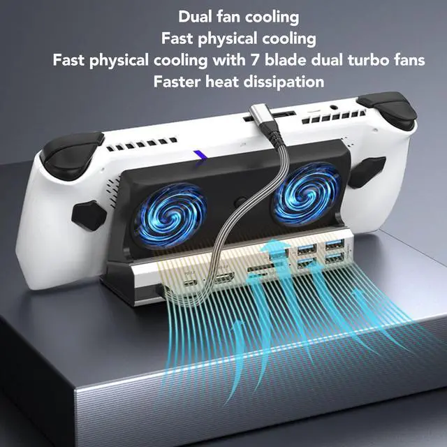 Alt view image 2 of 7 - 10 in 1 Dock Station Hub, USB C Docking Station with Dual Cooling Fan, Aluminum Alloy for Steam Deck Docking Station, HD Multimedia Interface 2.0 Output