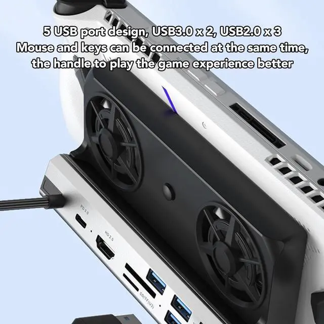 Alt view image 7 of 7 - 10 in 1 Dock Station Hub, USB C Docking Station with Dual Cooling Fan, Aluminum Alloy for Steam Deck Docking Station, HD Multimedia Interface 2.0 Output