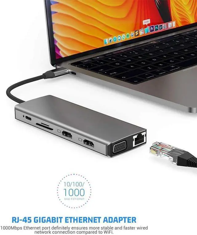 Alt view image 4 of 7 - Docking Station Dual Monitor,12 in 1 Surface Docking Station with 4K HDMI+VGA,USB 3.0 and USB-C Universal Laptop Docking Station for Windows and Mac