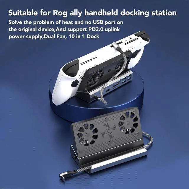 Alt view image 5 of 7 - USB C Docking Station, 10 in 1 Hub with 5 USB 3.0 2.0, Dual Cooling Fan, HD Multimedia Interface 4K 60Hz, 100W Charging