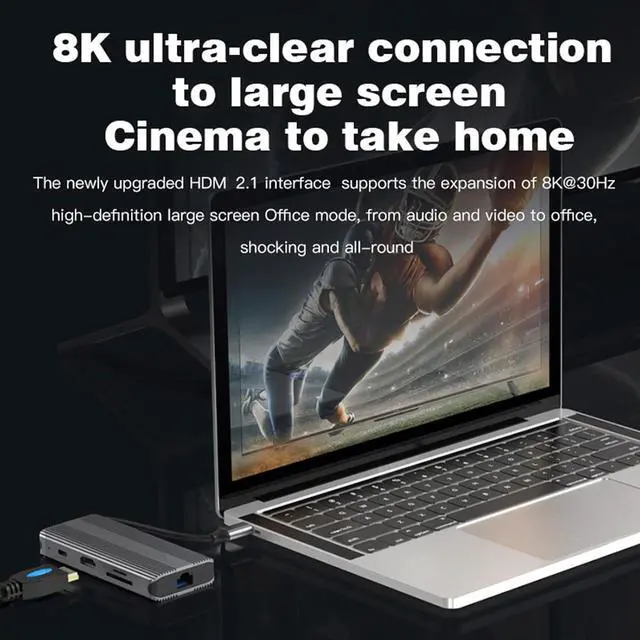 Alt view image 5 of 7 - docking station UsbC Hub TypeC Docking Station 8 Ports USB3.1 Adapter for 8K HDM-compatibIe Rj45 TypeC USB Hub for Laptop