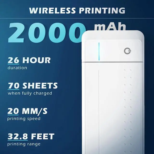 Alt view image 5 of 7 - Portable Printer Wireless Bluetooth Connection MT866 Thermal Inkless Mobile Support 8.5'' X 11'' US Letter, Compatible with iPhone Android MacBook Windows Laptops (Upgraded Version), white