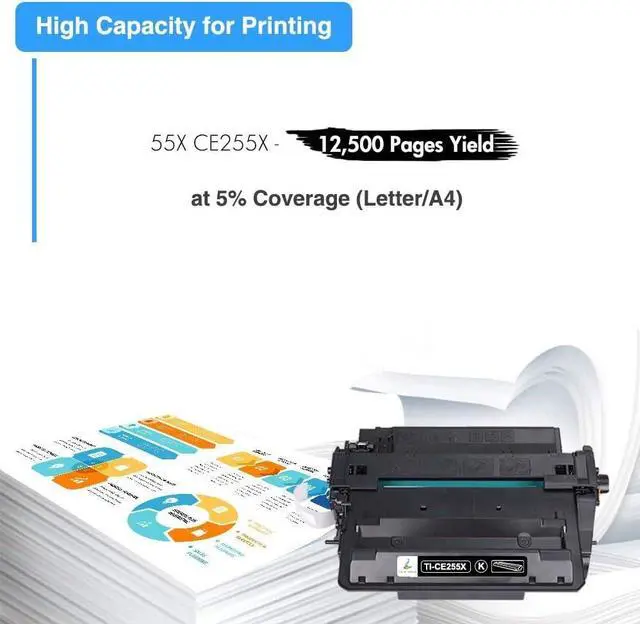 Alt view image 3 of 6 - CE255X 55X P3015 Toner Cartridge 2-Pack Compatible Replacement for HP 55X 55A CE255X CE255A for P3015 P3015dn P3015x Pro 500 MFP M521dn M521dw M521 M525 Printer Ink