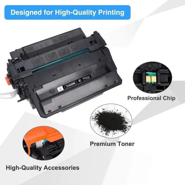 Alt view image 4 of 6 - CE255X 55X P3015 Toner Cartridge 2-Pack Compatible Replacement for HP 55X 55A CE255X CE255A for P3015 P3015dn P3015x Pro 500 MFP M521dn M521dw M521 M525 Printer Ink