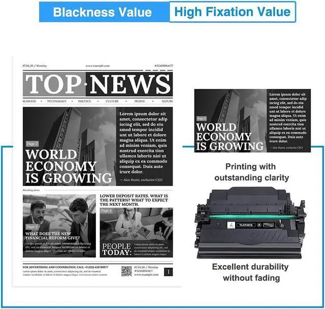 Alt view image 5 of 6 - CF287X 87X Black Toner Cartridge 2 Pack Compatible for HP 87X Black Toner Cartridge CF287X 87A CF287A for Enterprise M506dn M506n M506x M501dn MFP M527dn M527f M506 M501 M527 Series Printer