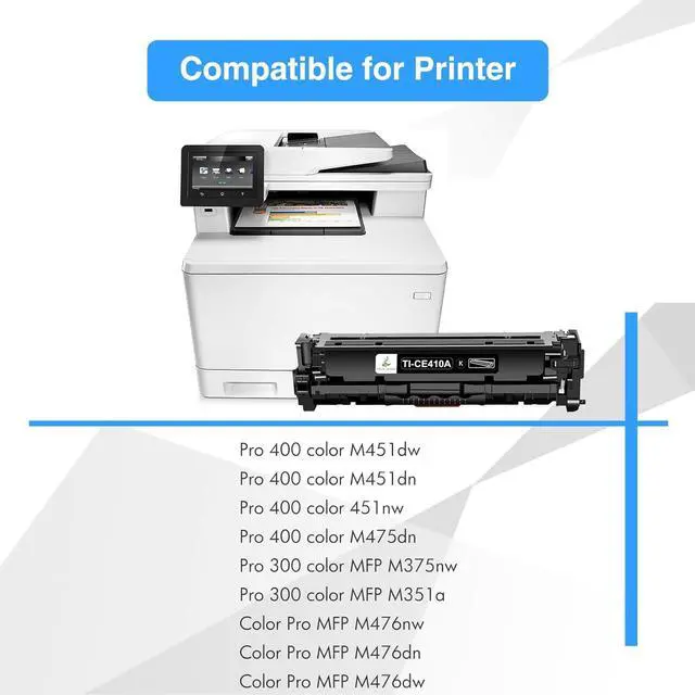 Alt view image 2 of 6 - 305A Toner Cartridge 4-Piece Combo Pack Compatible for HP 305A 305X CE410A CE411A CE412A CE413A for Pro 400 Color MFP M451nw M475dn M451dn M351 M375 M451 M475 Series Printer