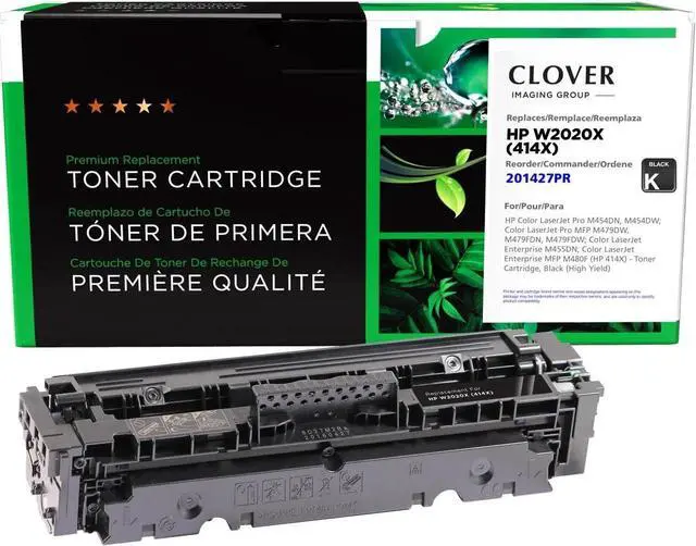 Main image of Clover Remanufactured High Yield Toner Cartridge (Reused OEM Chip) Replacement for HP 414X (W2020X) Black