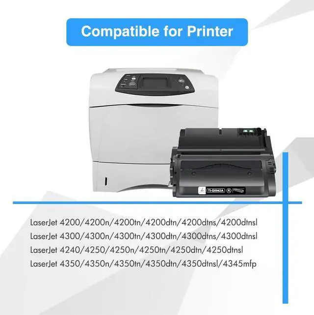 Alt view image 2 of 6 - 42A 42X Black toner cartridge Q5942A Q5942X Q1338A Q1338X Compatible  42A 42X 38A 38X  4250 4200 4350 4300 4250N 4240 4350N 4250TN 4250DTN 4350DTN 4350TN Printer Ink (1-Pack)