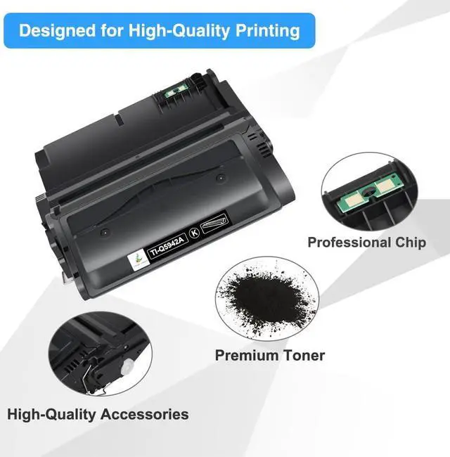 Alt view image 4 of 6 - 42A 42X Black toner cartridge Q5942A Q5942X Q1338A Q1338X Compatible  42A 42X 38A 38X  4250 4200 4350 4300 4250N 4240 4350N 4250TN 4250DTN 4350DTN 4350TN Printer Ink (1-Pack)