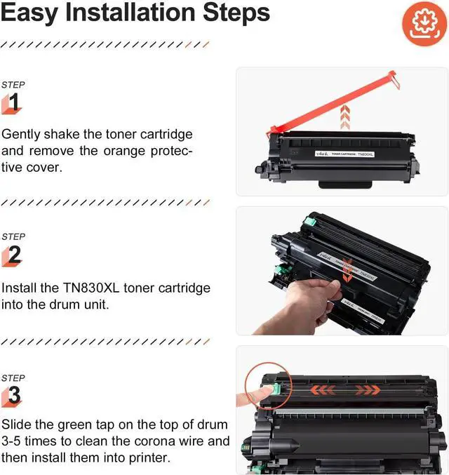 Alt view image 5 of 6 - v4ink 2pk Compatible TN830XL DR830 Replacement for Brother TN830 TN830XL Toner Cartridge DR830 Drum Combo Set for Brother DCP-L2640DW HL-L2400D HL-L2405W HL-L2460DW HL-L2480DW MFC-L2820DW Printer