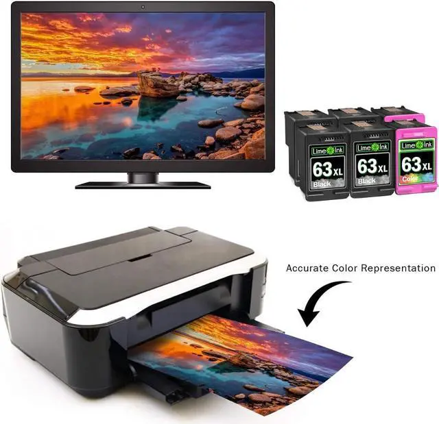 Alt view image 4 of 7 - Limeink Remanufactured Ink Cartridge Replacement for HP Ink 63 for HP 63xl Ink Cartridge Combo Pack 63 cartridges for Printers officejet 3830 Printer cartridges XL 6pk