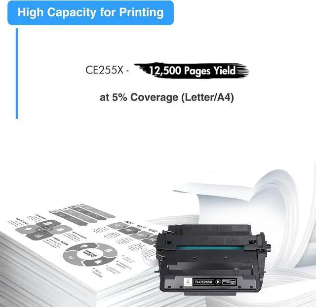 Alt view image 3 of 6 - CE255X 55X P3015 Toner Cartridge Black 4-Pack Compatible Replacement for HP Laserjet P3015 55X 55A CE255X CE255A Toner Cartridge for P3015dn P3015x Pro 500 MFP M521dn M521dw M521 M525 Printer
