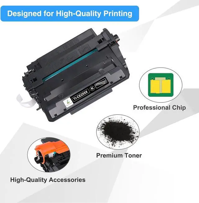 Alt view image 4 of 6 - CE255X 55X P3015 Toner Cartridge Black 4-Pack Compatible Replacement for HP Laserjet P3015 55X 55A CE255X CE255A Toner Cartridge for P3015dn P3015x Pro 500 MFP M521dn M521dw M521 M525 Printer