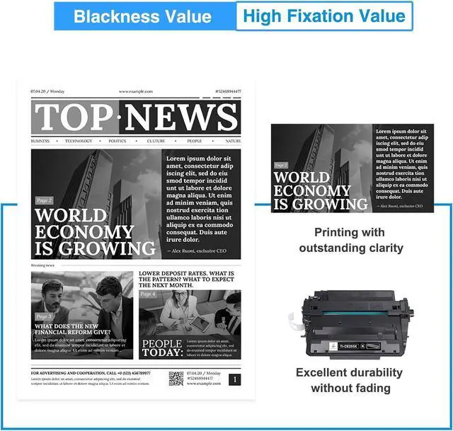 Alt view image 5 of 6 - CE255X 55X P3015 Toner Cartridge Black 4-Pack Compatible Replacement for HP Laserjet P3015 55X 55A CE255X CE255A Toner Cartridge for P3015dn P3015x Pro 500 MFP M521dn M521dw M521 M525 Printer