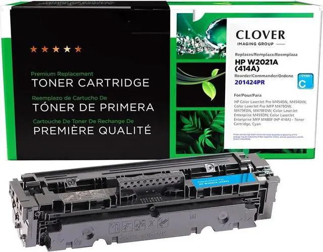Main image of Clover Remanufactured Toner Cartridge (Reused OEM Chip) Replacement for HP 414A (W2021A) | Cyan