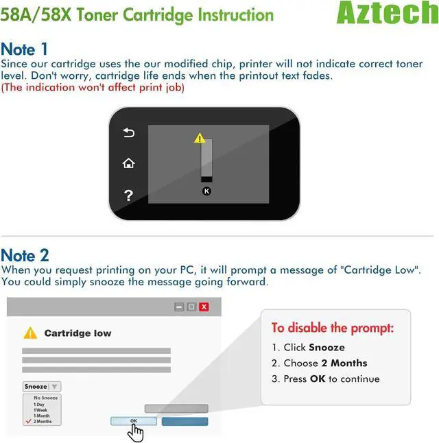 Alt view image 4 of 7 - Ennovor Aztech Compatible Toner Cartridge Replacement for HP 58A CF258A, Black - 2 Pack