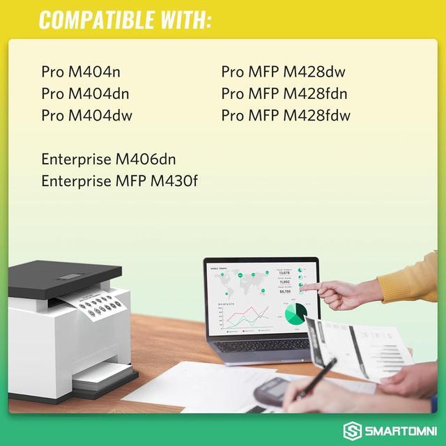 Alt view image 2 of 6 - 58A CF258A Black Toner Cartridge 2 Pack (with Chip) Works with HP Pro MFP M428dw M428fdw M428fdn M428, Pro M404n M404dn M404dw M404, Enterprise MFP M430f M406dn M430 M406 Series Printer | 58A 58X