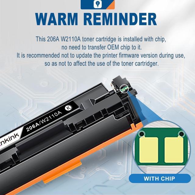Alt view image 3 of 7 - 206A Compatible Toner Cartridge with Chip Replacement for HP 206X HP206A for Color Laserjet Pro MFP M283fdw M283cdw Pro M255dw M255nw M283 M255 | W2110A| W2110A(Black Cyan Yellow Magenta, 4-Pack Set)