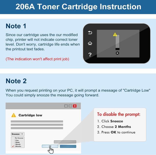 Alt view image 4 of 7 - 206A Compatible Toner Cartridge with Chip Replacement for HP 206X HP206A for Color Laserjet Pro MFP M283fdw M283cdw Pro M255dw M255nw M283 M255 | W2110A| W2110A(Black Cyan Yellow Magenta, 4-Pack Set)