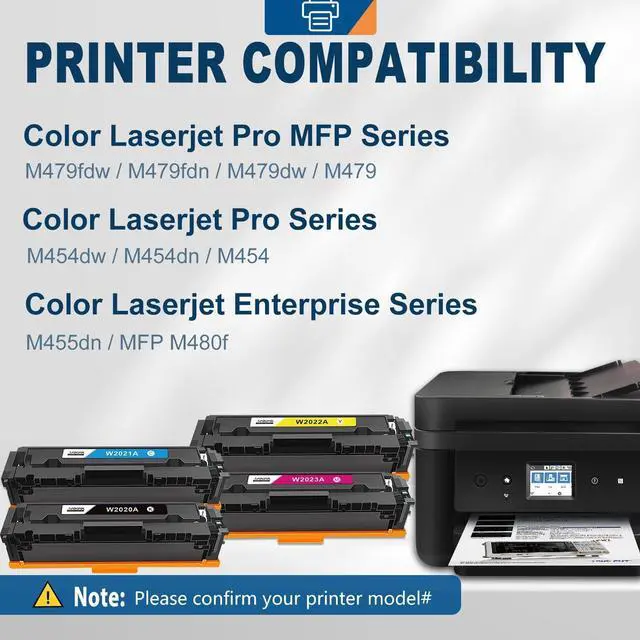 Alt view image 2 of 7 - Ankink Compatible Toner Cartridge Replacement for HP 414A 414X(with chip,Black Cyan Yellow Magenta,4-Pack)for Color Laserjet Pro MFP M479fdw M479fdn M454dw M454dn M479dw,Enterprise M455dn M480f hp404a