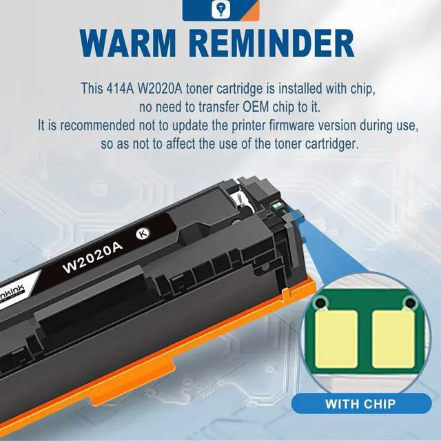 Alt view image 3 of 7 - Ankink Compatible Toner Cartridge Replacement for HP 414A 414X(with chip,Black Cyan Yellow Magenta,4-Pack)for Color Laserjet Pro MFP M479fdw M479fdn M454dw M454dn M479dw,Enterprise M455dn M480f hp404a