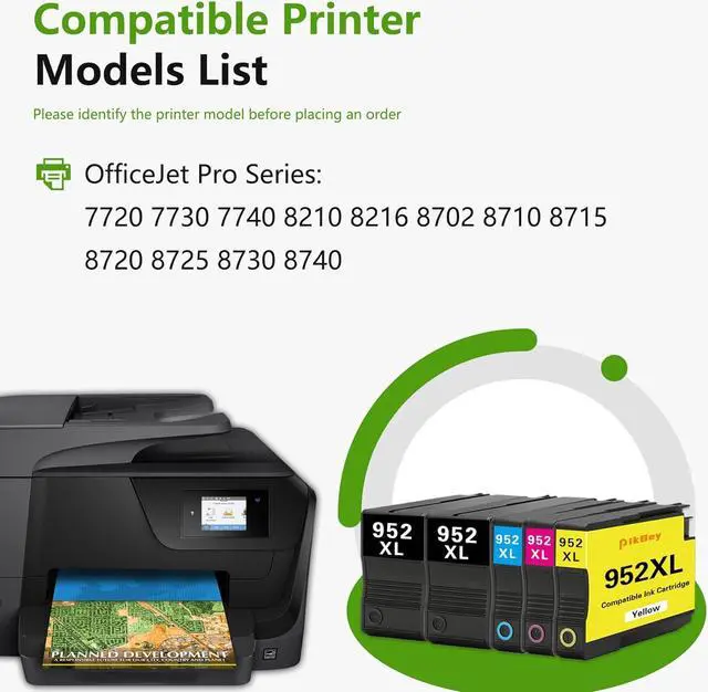 Alt view image 2 of 6 - 952XL Ink Cartridges Combo Pack (5-Pack, 2Black/1Cyan/1Magenta/1Yellow) Compatible 952 952XL Ink Cartridges Replacement   952 952XL OfficeJet Pro 7740 8210 8710 8715 8720 8702 Printer
