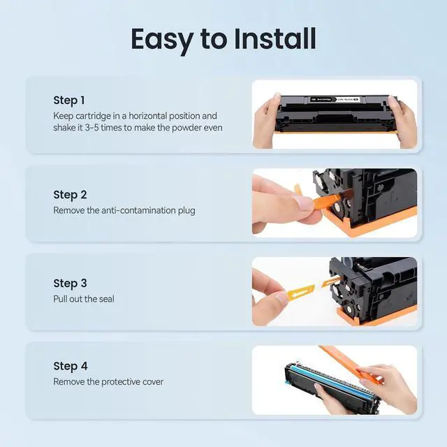 Alt view image 6 of 7 - Ennovor XJI 218A (No Chip) Compatible Toner Cartridges Set 4 Pack Replacement for HP 218 A X 218X Ink, for Color Laser Jet Pro 3201dw MFP 3301fdw 3301sdw 3301cdw Printer