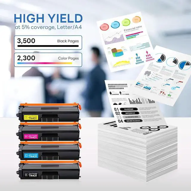 Alt view image 3 of 6 - Ennovor TN-431 TN431 Toner Cartridge 4-Pack Compatible TN431BK TN431C TN431M TN431Y Replacement for Brother TN431 TN-431 MFC-L8900CDW MFC-L8610CDW MFC-L9570CDW HL-L8360CDW Printer .