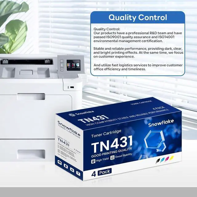 Alt view image 6 of 6 - Ennovor TN-431 TN431 Toner Cartridge 4-Pack Compatible TN431BK TN431C TN431M TN431Y Replacement for Brother TN431 TN-431 MFC-L8900CDW MFC-L8610CDW MFC-L9570CDW HL-L8360CDW Printer .